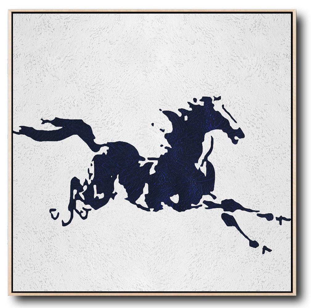Navy Blue Minimalist Painting #NV315A - Click Image to Close